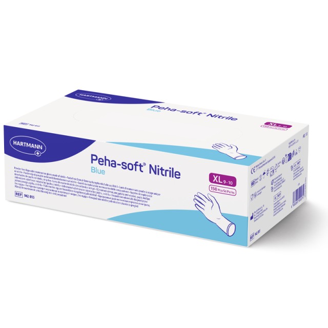 Peha-soft Nitrile Blue No X-Large, Γάντια Νιτριλίου Μπλε Μίας Χρήσης Χωρίς Πούδρα - Συσκευασία 150 τεμαχίων