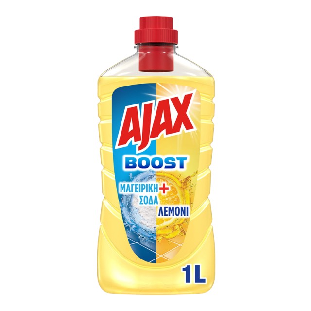 Ajax Boost Μαγειρική Σόδα & Λεμόνι, Υγρό Καθαριστικό Δαπέδου, 1lt