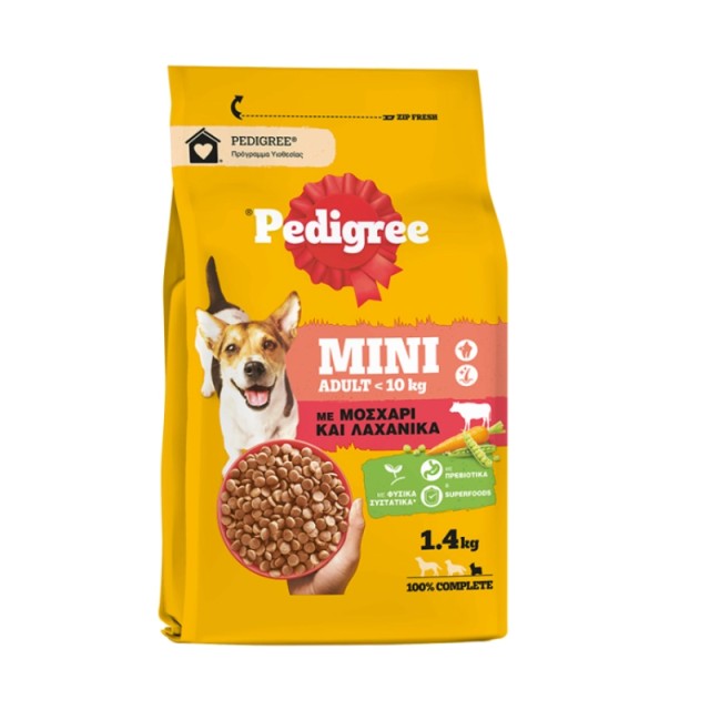 Pedigree Adult Dry Mini Beef & Vegetables, Πλήρης Ξηρά Τροφή Mini με Μοσχάρι & Λαχανικά, 1.4kg