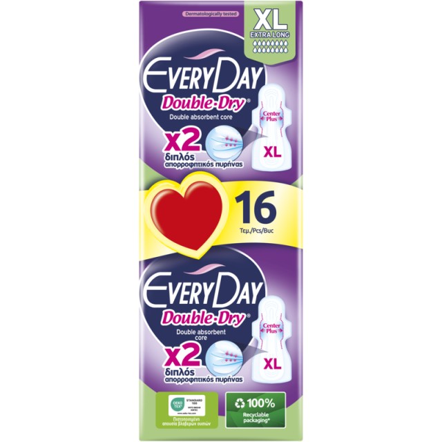 EveryDay Σερβιέτες Hyperdry Double Dry Ultra Plus Extra Long 16 τεμ.