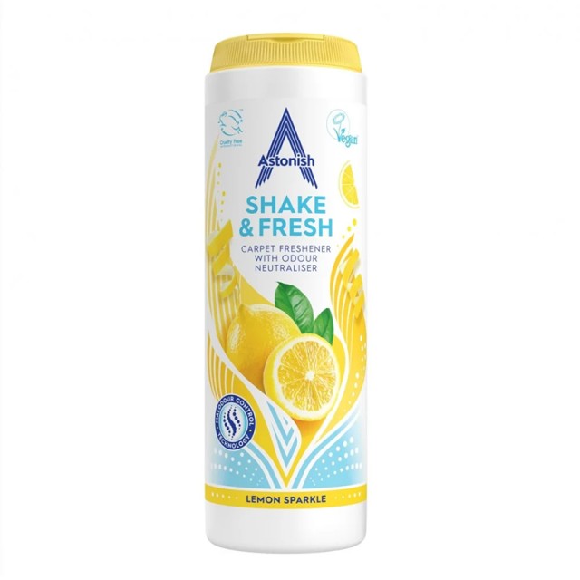 Astonish Shake & Fresh Carpet Freshener Lemon Sparkle, Σκόνη Φρεσκαρίσματος Χαλιών 350g