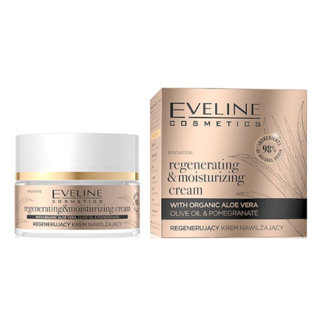 Eveline Cosmetics Organic Gold Regenerating Moisturizing Cream 40+, Κρέμα Προσώπου 24ωρη για Αναζωογόνηση & Ενυδάτωση, 50ml