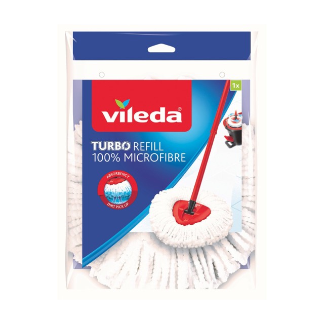 Vileda Turbo Refill 100% Microfibre Ανταλλακτικό Σφουγγαρίστρας με Μικροΐνες, 1τεμ