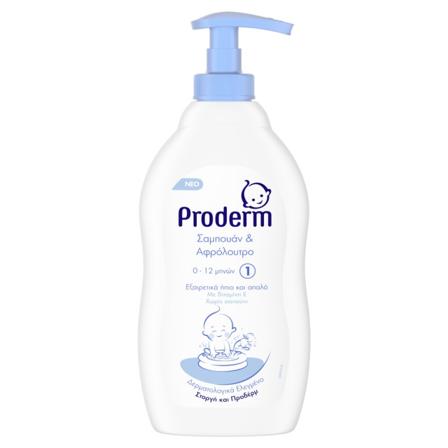 Proderm Σαμπουάν & Αφρόλουτρο για Βρέφη 0-12 μηνών, 400ml