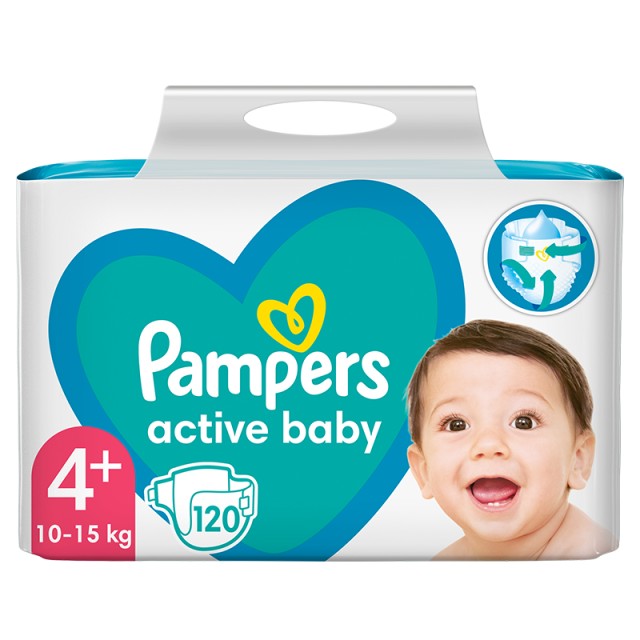 Pampers Active Baby Πάνα No4+ (10-15kg) - 120 Πάνες