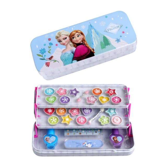 AirVal Frozen Make Up Tin, Μεταλλική Θήκη Μακιγιάζ Τριών Αναδιπλώμενων Δίσκων