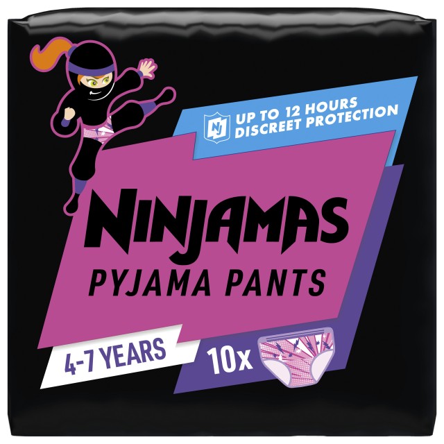 Pampers Ninjamas Pyjama Pants πάνες-βρακάκι για τη νύχτα , 10 τμχ για Κορίτσια 4-7 ετών (17-30kg)