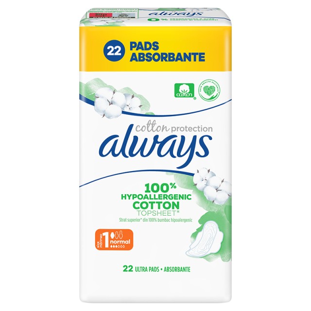 Always Cotton Protection Size 1 Normal Σερβιέτες, 22τμχ