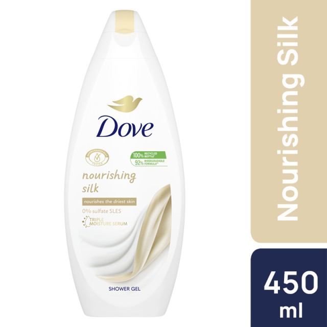 Dove Nourishing Silk, Αφρόλουτρο για Βαθιά Ενυδάτωση της Ξηρής Επιδερμίδας 450ml