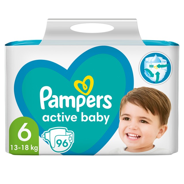 Pampers Active Baby Πάνες Μεγ. 6 (13-18kg) - 96 Πάνες MEGA PACK