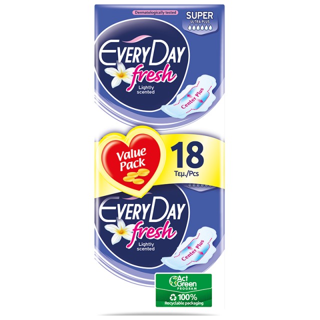 Every Day Σερβιέτες Fresh SUPER Ultra Plus Value Pack 18 τεμ.