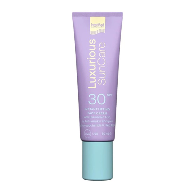 Luxurious Suncare SPF30 Instant Lifting with Hyaluronic Acid, Αντηλιακή Αντιρυτιδική Κρέμα Προσώπου με Υαλουρονικό Οξύ, 50ml