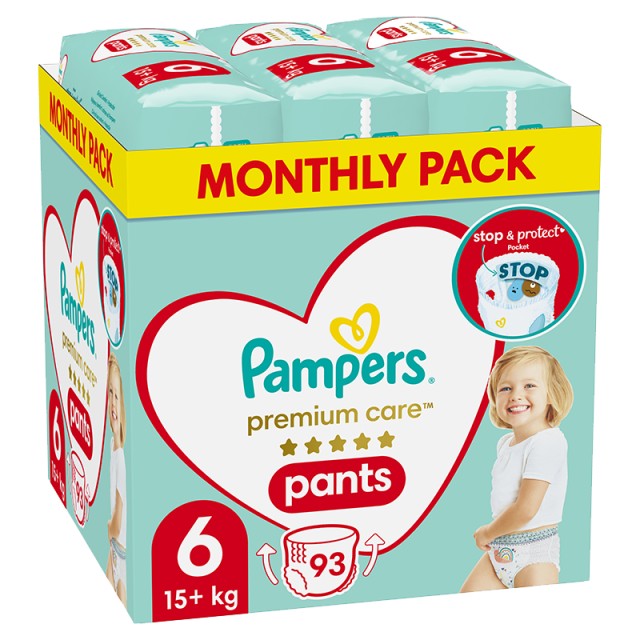 Pampers Premium Care Pants No6 (14kg-19kg) - 93 Πάνες-Βρακάκι MONTHLY PACK