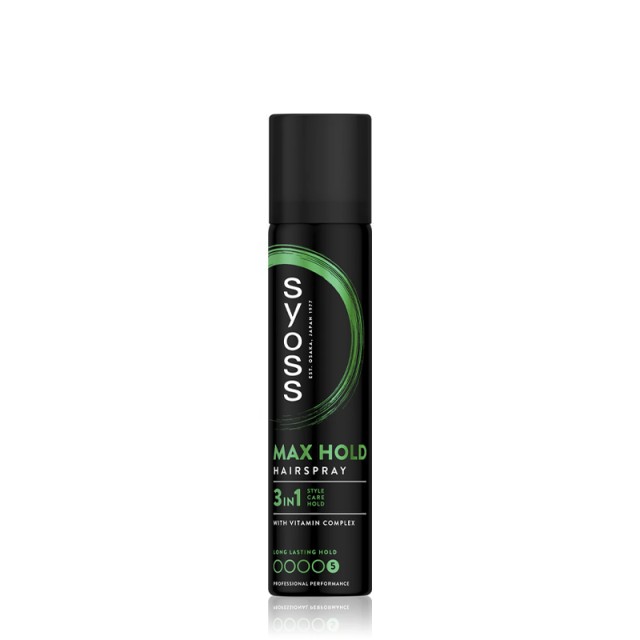 Syoss Max Hold Hairspray, Λακ Μαλλιών για Πολύ Δυνατό Κράτημα, 75ml, TRAVEL SIZE