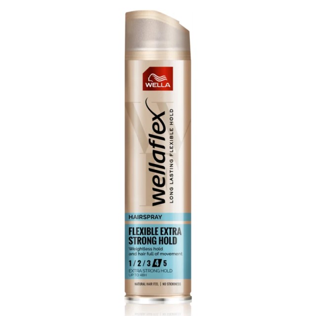 Wellaflex Flexible Extra Strong Hold Hairspray Νο 4, Λακ για Ελαστικότητα & Δυνατό Κράτημα στα Μαλλιά, 250ml