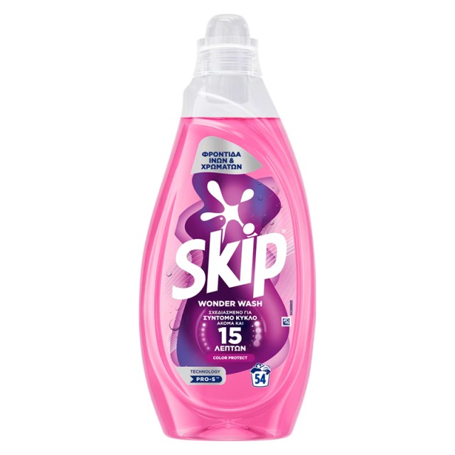 Skip Wonder Wash Color Protect, Υγρό Απορρυπαντικό Πλυντηρίου Ρούχων 54μεζ. 2,16lt