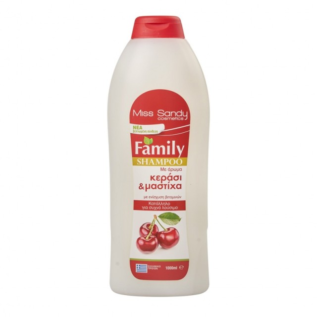 Miss Sandy Family Shampoo, Σαμπουάν Κεράσι & Μαστίχα για Όλους τους Τύπους Μαλλιών, 1000ml