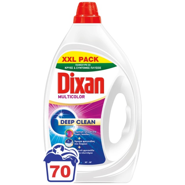 Dixan Multicolor, Υγρό Απορρυπαντικό Πλυντηρίου Ρούχων 70μεζ., 3,260lt