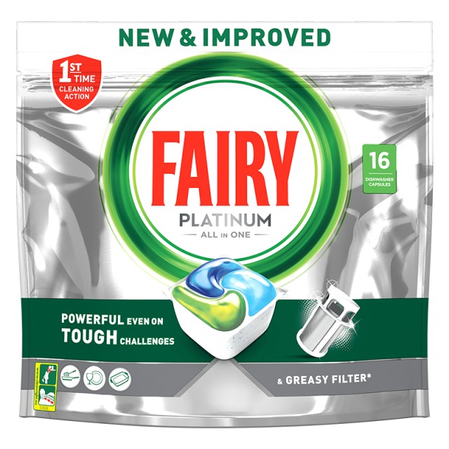 Fairy Platinum All In One, Κάψουλες Πλυντηρίου Πιάτων, 16 Κάψουλες