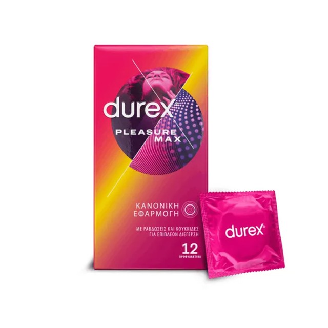 Durex Pleasuremax Προφυλακτικά με Ραβδώσεις και Κουκίδες, 12 τμχ