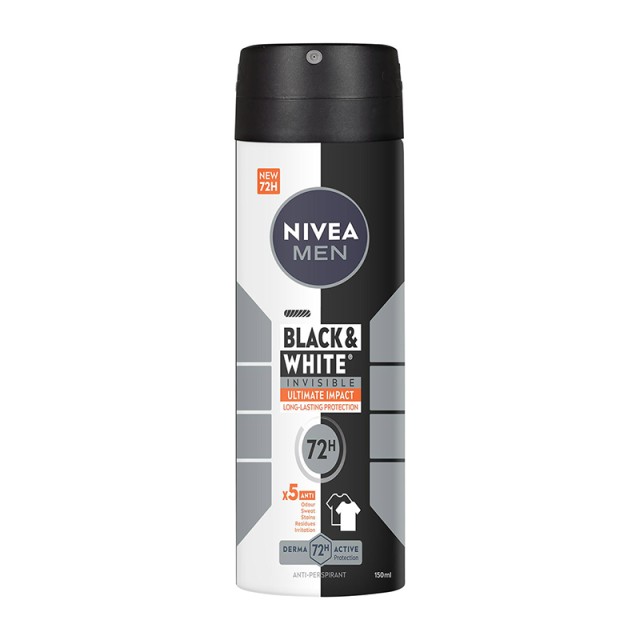 Nivea Men Invisible Black & White Ultimate Impact 72h Deo Spray, Αποσμητικό Σπρέι 150ml