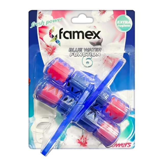Famex WC Block Flowers Blue Water Function 6 , Καθαριστικό Block Λεκάνης 2τμχ