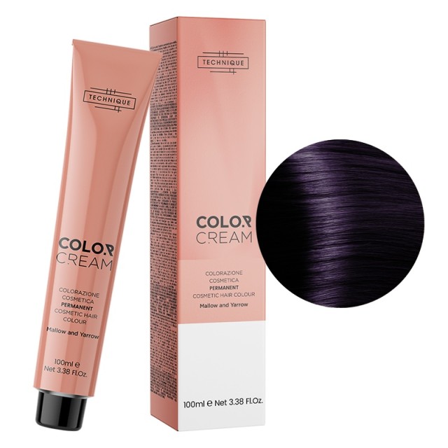 Technique Color Cream Ζωηρές Αποχρώσεις, Μόνιμη Βαφή σε Σωληνάριο, 100ml - Βιολέ Πολύ Σκούρο Καστανό 2.20