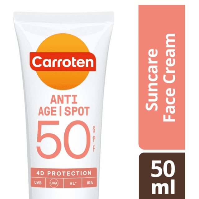 Carroten Anti-Age Face Cream Antispot SPF 50, Αντηλιακή Κρέμα Προσώπου για Πρόληψη & Μείωση των Λεπτών Γραμμών & Πανάδων, 50ml