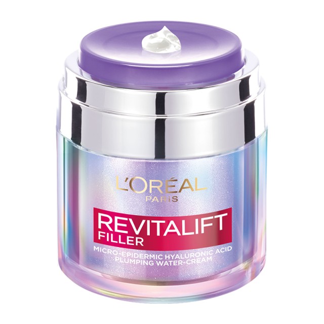 LOreal Revitalift Filler Water Cream, Ενυδατική Κρέμα Προσώπου με 2 Τύπους Υαλουρονικού Οξέος & Ceramides για Ενυδάτωση & Επαναφορά Όγκου, 50ml