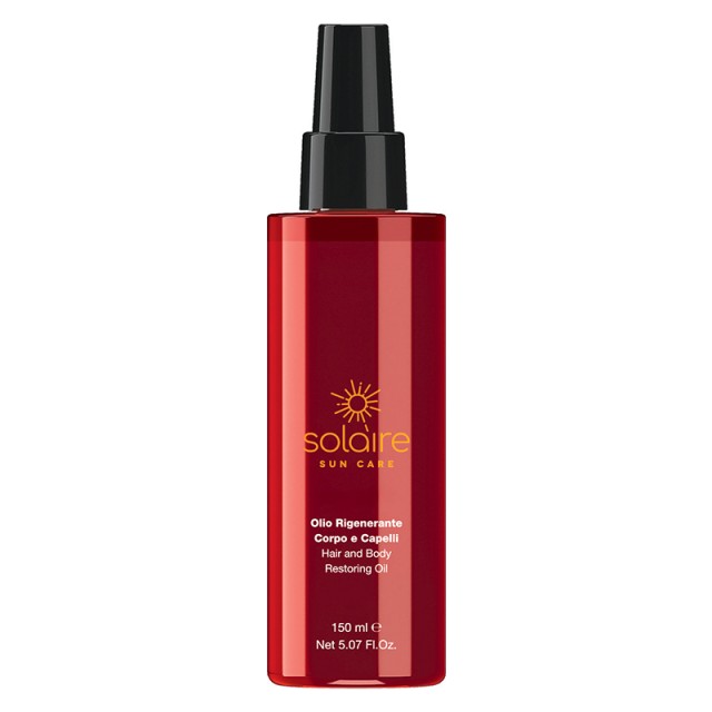 Solaire Suncare After Sun Restoring Hair & Body Oil, Έλαιο Ανάπλασης & Αναδόμησης Μαλλιών & Σώματος για μετά την Έκθεση στον Ήλιο & τη Θάλασσα, 150ml