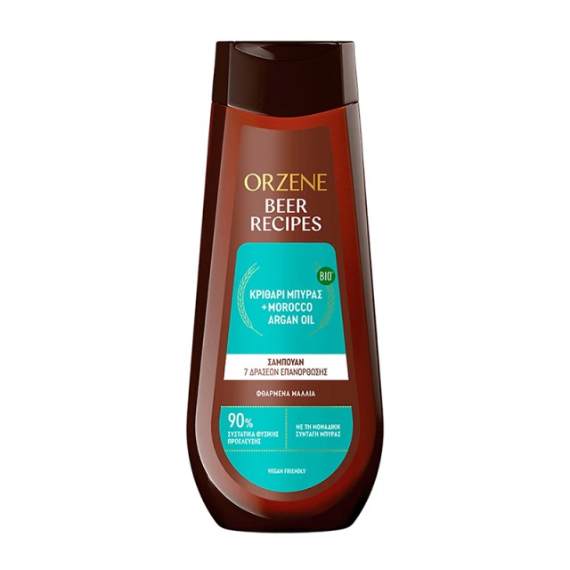 Orzene Κριθάρι Μπύρας & Morocco Argan Oil, Σαμπουάν για Ενδυνάμωση & Λάμψη ιδανικό για Φθαρμένα Μαλλιά, 400ml