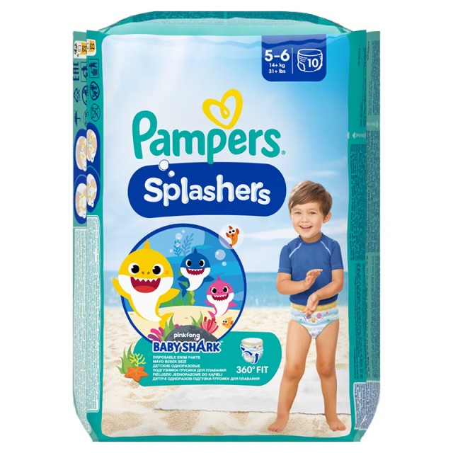 Pampers Splashers Μέγεθος 5-6 - (14+kg), 10 Πάνες-Μαγιό, Μιας Χρήσης