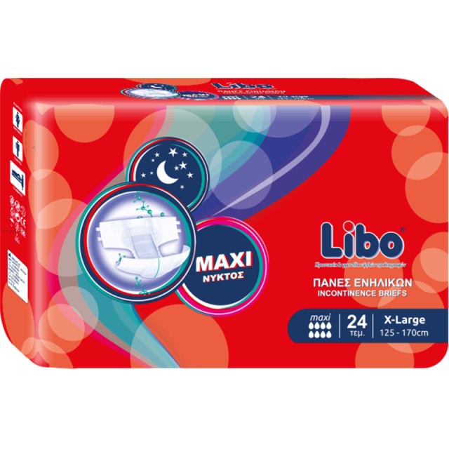 Libo Πάνες Ακράτειας Libo, Σειρά Maxi Soft Νυκτός, No4 Χ- Large, 24τεμ.