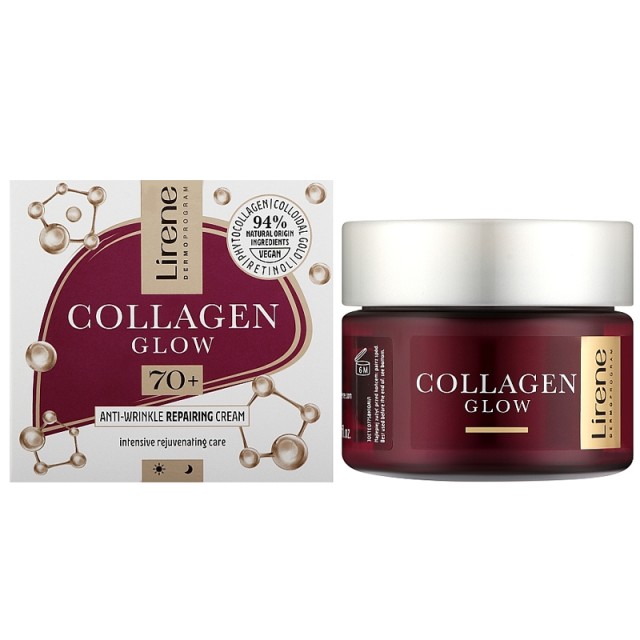 Lirene Collagen Glow Anti-Wrinkle Repairing Cream Επανορθωτική κρέμα προσώπου κατά των ρυτίδων 70+, 50ml
