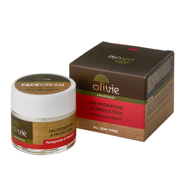 Olivie 24h Face Cream Hydration & Protection Pomegranate & Vitamine E, 24ωρη Κρέμα Ενυδάτωσης & Προστασίας με Ρόδι & Βιταμίνη Ε, 60ml