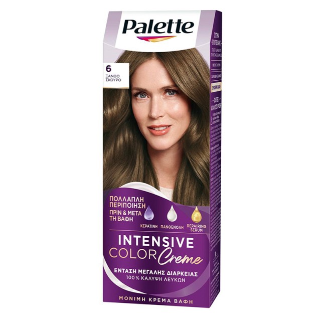 Schwarzkopf Palette Intensive Color Creme Μόνιμη Κρέμα Βαφή Μαλλιών No 6 Ξανθό Σκούρο, 1τμχ