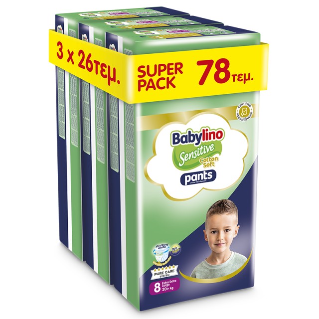 Babylino Pants Cotton Soft Unisex SUPER PACK No8 Extra Extra Large 20+kg 78 τεμ.