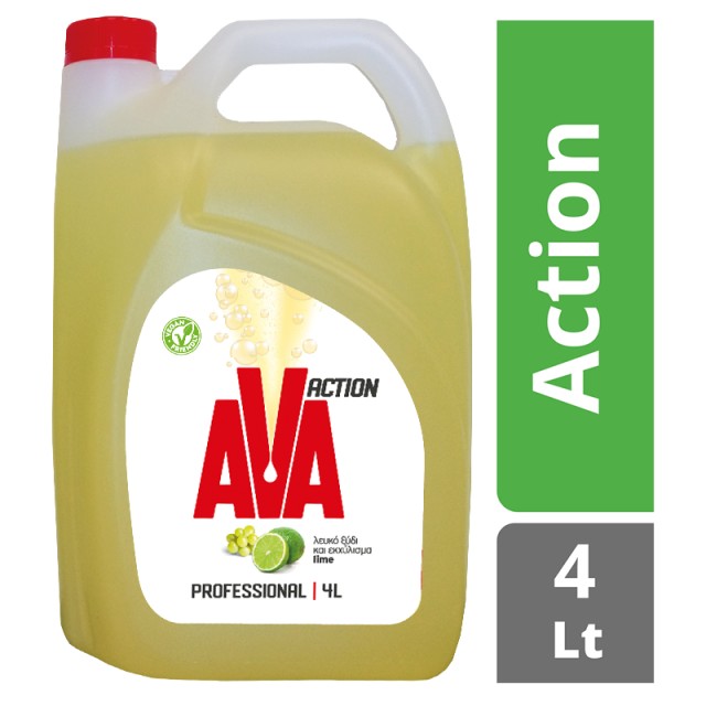 Ava Action Professional Ξύδι & Lime, Υγρό Απορρυπαντικό Πιάτων, 4lt