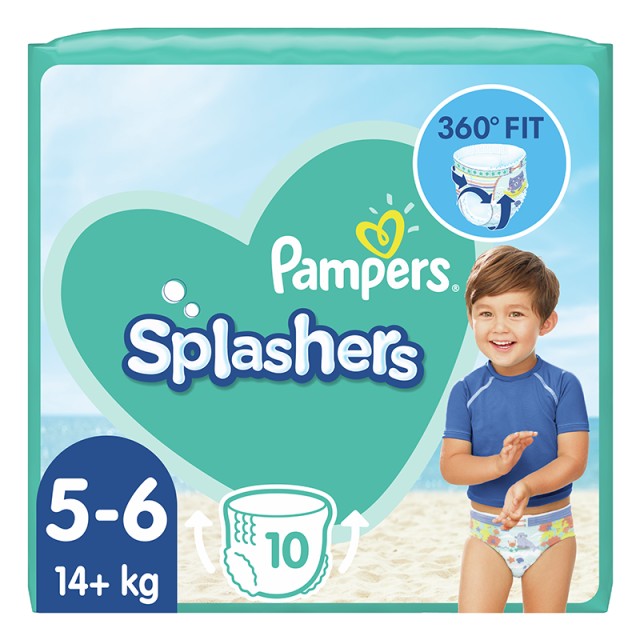 Pampers Splashers Μέγεθος 5-6 - (14+kg), 10 Πάνες-Μαγιό, Μιας Χρήσης