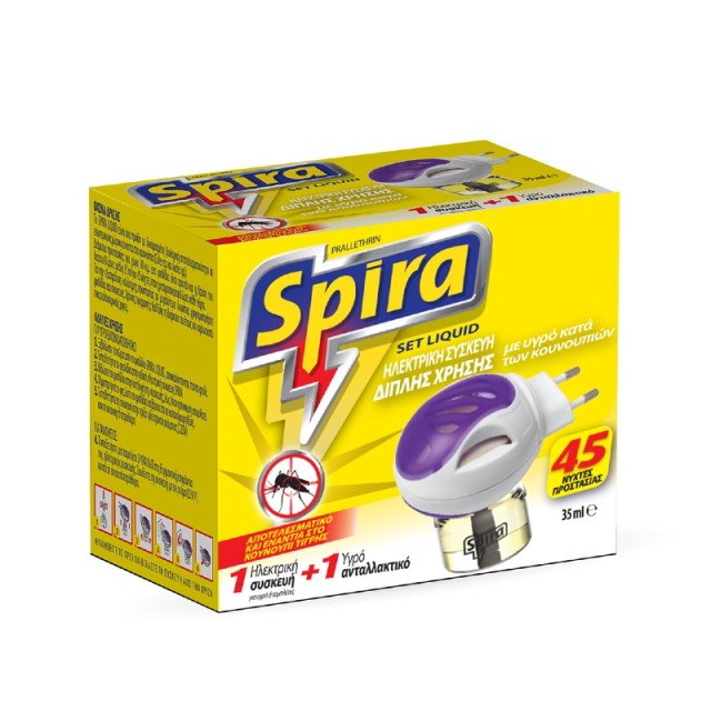 Spira Εντομοαπωθητικό Συσκευή & Υγρό Ανταλλακτικό Κίτρινο 45 Νύχτες 35ml.