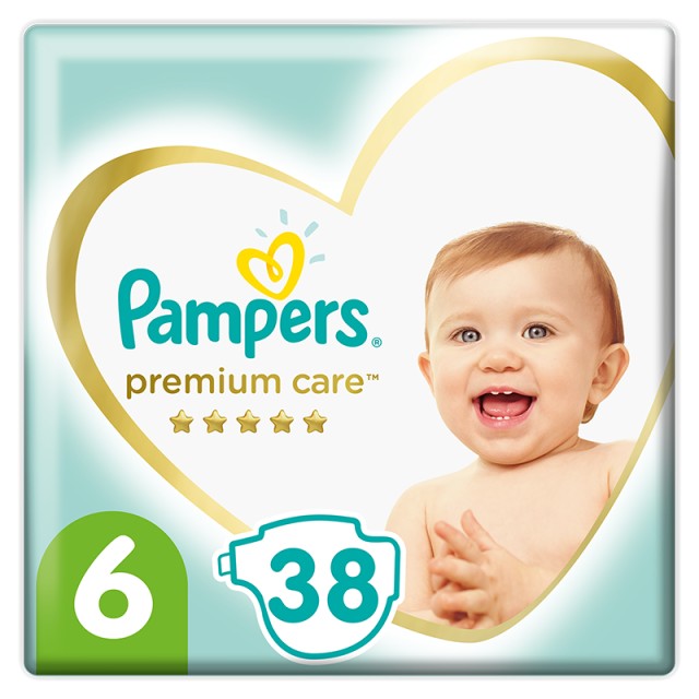 Pampers Premium Care, Βρεφικές Πάνες No6 (13+kg), 38τμχ, JUMBO PACK
