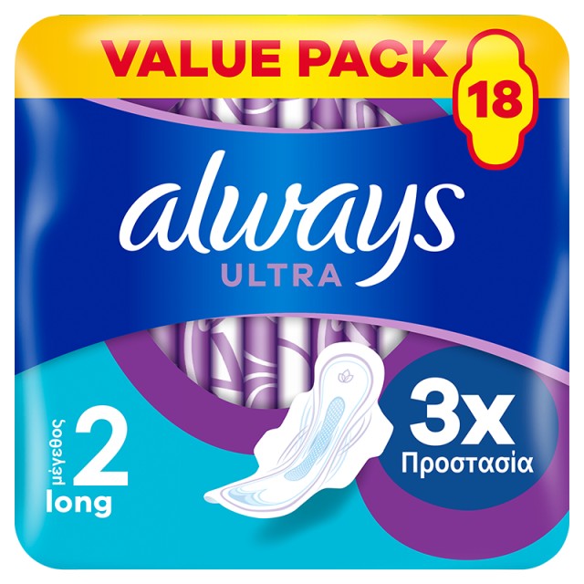 Always Ultra Σερβιέτες Long Plus (Μέγεθος 2) 18 τεμ.