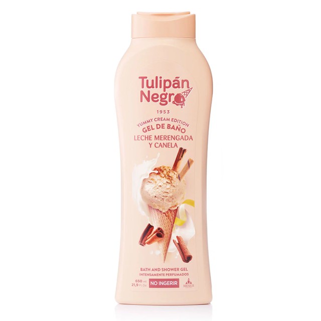 Tulipán Negro Leche Merengada y Canela Shower Gel, Αφρόλουτρο με Άρωμα Γάλα & Κανέλα 650ml