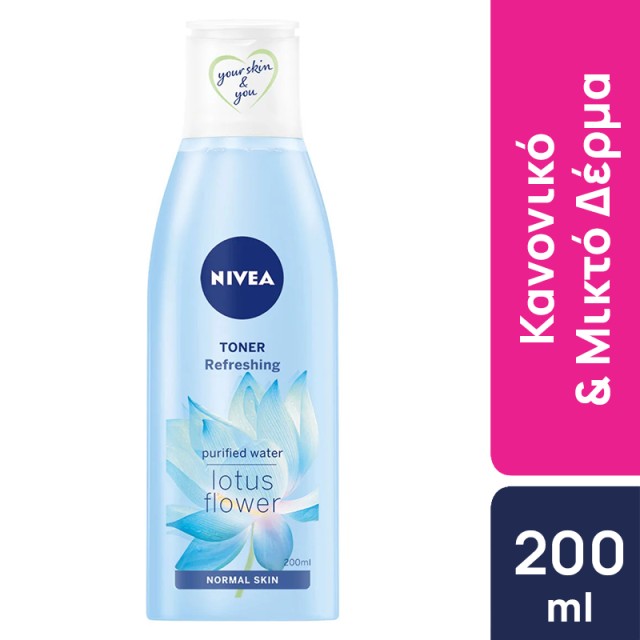 Nivea Refreshing Toner, Ενυδατική Τονωτική Λοσιόν για Κανονικές / Μικτές Επιδερμίδες, 200ml