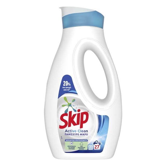 Skip Active Clean Πανίσχυρο Μικρό, Υγρό Πλυντηρίου Ρούχων, 27μεζoύρες 729ml