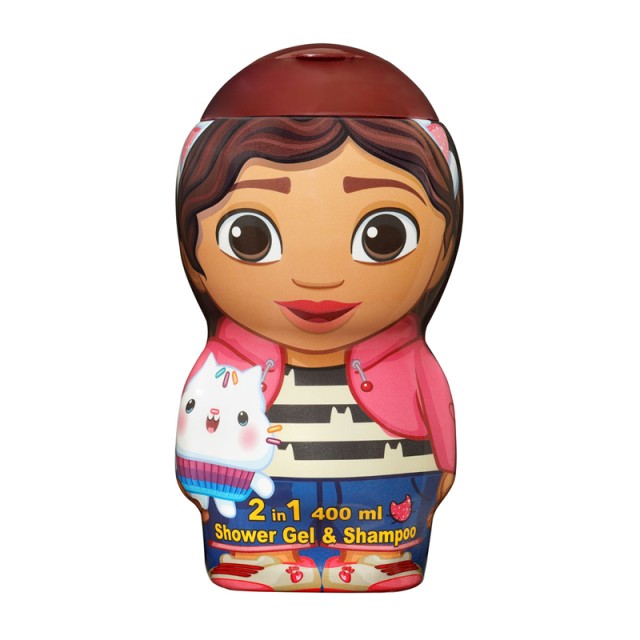 Air Val Gabbys Dollhouse 2 in 1 Shower Gel & Shampoo 2D, Παιδικό Σαμπουάν & Αφρόλουτρο, 400ml