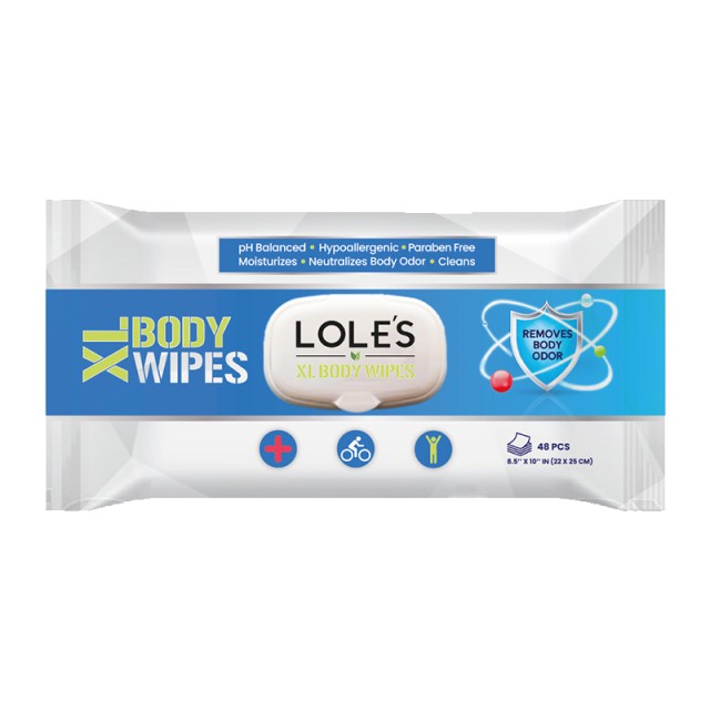Loles XL Body Wet Wipes, Υγρά Μαντηλάκια Καθαρισμού Σώματος, 48τμχ
