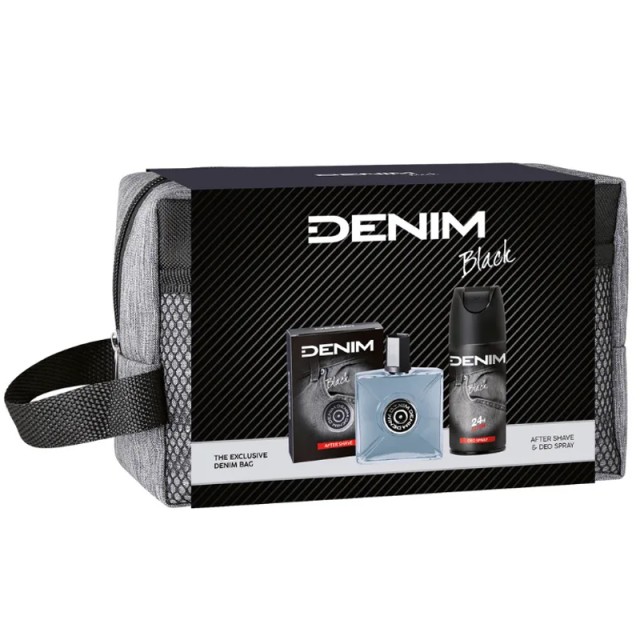 Denim Black The Exclusive Denim Bag, Αfter Shave, 100ml & Aποσμητικό Σώματος, 150ml