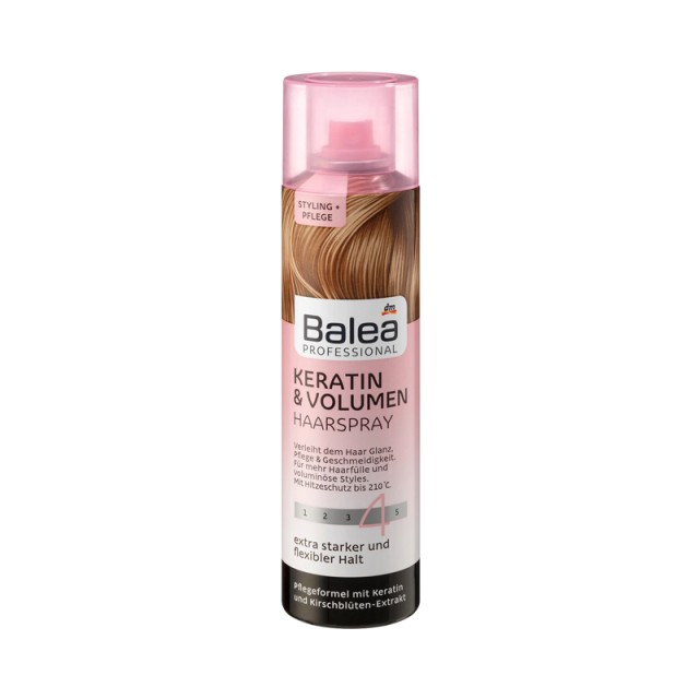 Balea Professional Keratin & Volume Hairspray No4, Λακ Μαλλιών για Ελαστικό Κράτημα & Λάμψη, 250ml