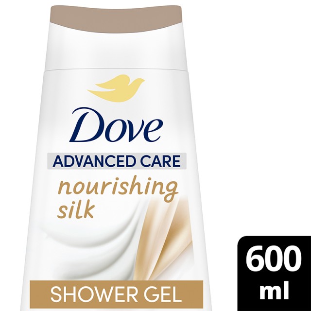 Dove Nourishing Silk, Αφρόλουτρο Xωρίς Θειϊκά Άλατα για Θρέψη & Ενυδάτωση που Διαρκεί Όλη την Ημέρα, 600ml